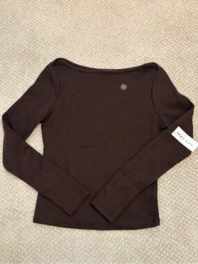 PacSun Ribbed Long Sleeve Top in Dark Brown